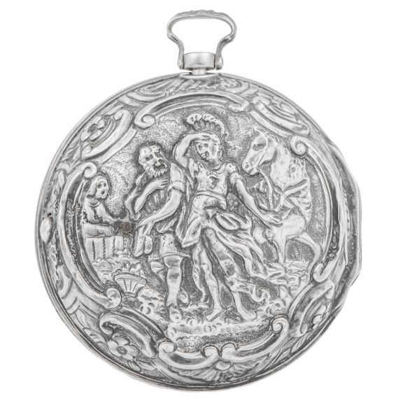 Early English silver pair cased with repoussé décor Circa 1777