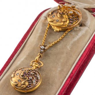 French gold pendant watch with detachable brooch Circa 1900 French gold pendant watch with detachable brooch Circa 1900