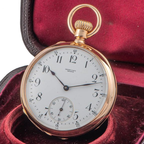 Swiss 18 carat gold open faced lever pocket watch Circa 1885
