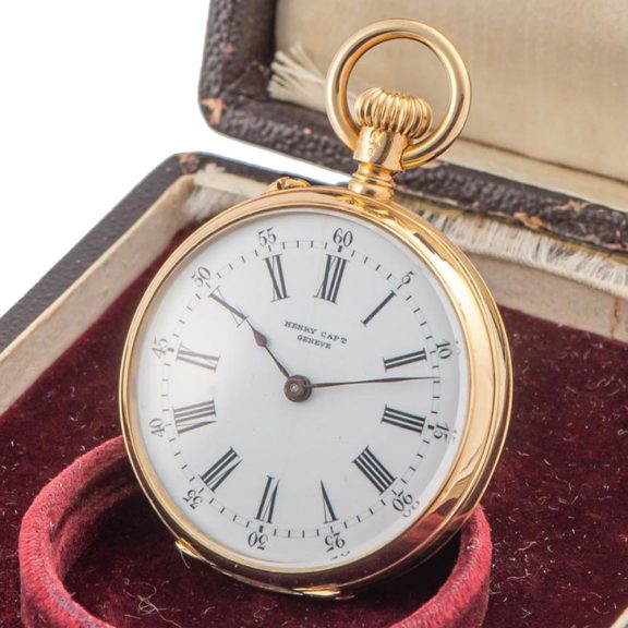 Small Swiss 18 carat gold cylinder pocket watch Circa 1890