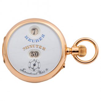 Swiss gold lever with jumping hours and minutes Circa 1885