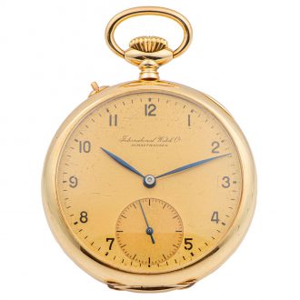 Swiss 14 carat yellow gold keyless pocket watch Circa 1918
