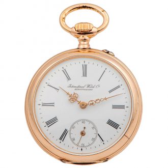 Swiss 14 carat pink gold open faced lever pocket watch Circa 1893