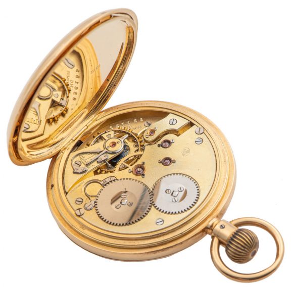Swiss gold half hunting cased lever pocket watch Circa 1916 Swiss gold half hunting cased lever pocket watch Circa 1916