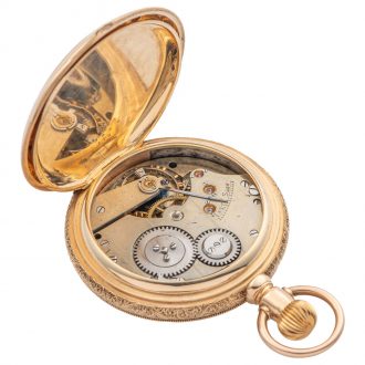 Swiss 18K gold hunting cased lever pocket watch Circa 1886