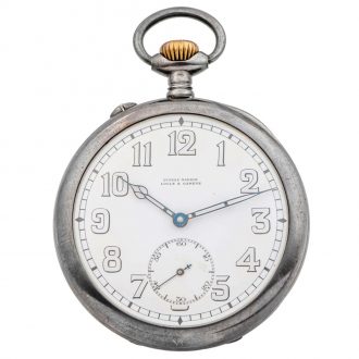 Swiss silver open faced military pocket watch Circa 1918