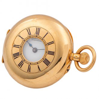 Swiss gold half hunting cased lady's pendant watch Circa 1900