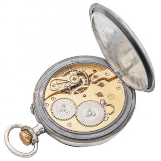 Swiss silver open faced military pocket watch Circa 1918