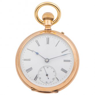Swiss 14 carat pink gold keyless winding pocket watch Circa 1893