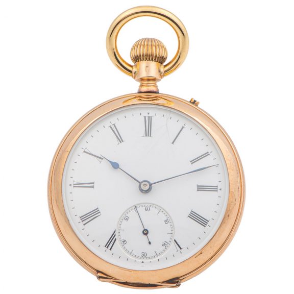 Swiss 14 carat pink gold keyless winding pocket watch Circa 1893