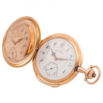 German 14K pink gold hunting cased lever pocket watch Circa 1900