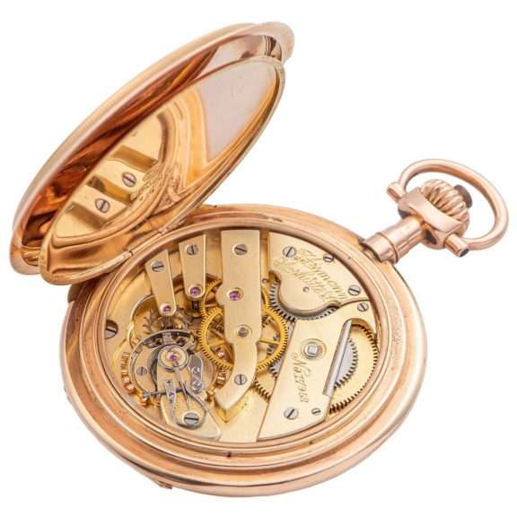 German 14K pink gold hunting cased lever pocket watch Circa 1900 German 14K pink gold hunting cased lever pocket watch Circa 1900