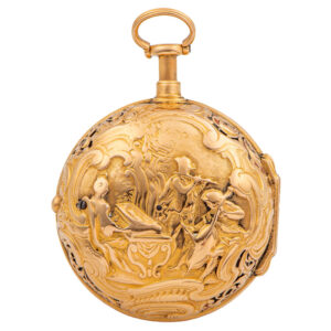 Swiss 20K gold quarter repeating repoussé watch Circa 1760