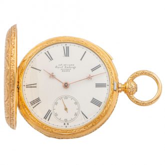 English 18K gold quarter repeating duplex pocket watch Circa 1863