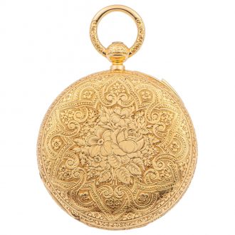 English 18K gold quarter repeating duplex pocket watch Circa 1863