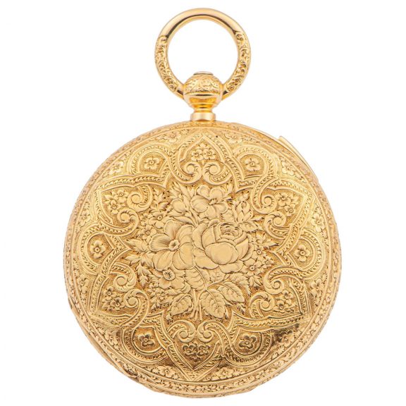 English 18K gold quarter repeating duplex pocket watch Circa 1863 English 18K gold quarter repeating duplex pocket watch Circa 1863