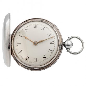 Rare English silver verge watch with nominative dial Circa 1830