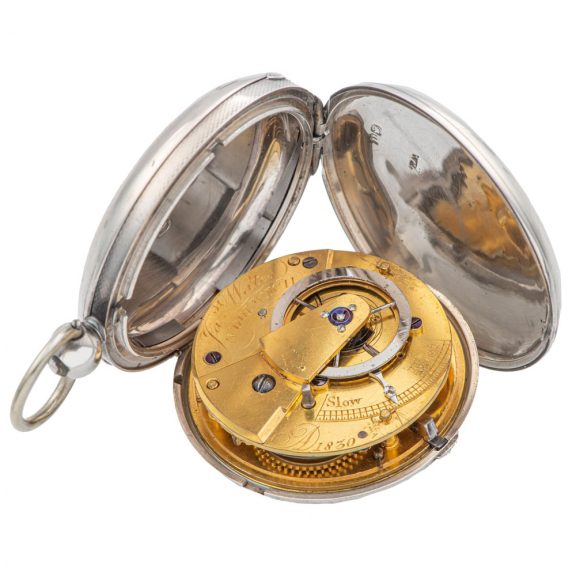Rare English silver verge watch with nominative dial Circa 1830 Rare English silver verge watch with nominative dial Circa 1830