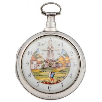 English silver pair cased automaton pocket watch Circa 1802