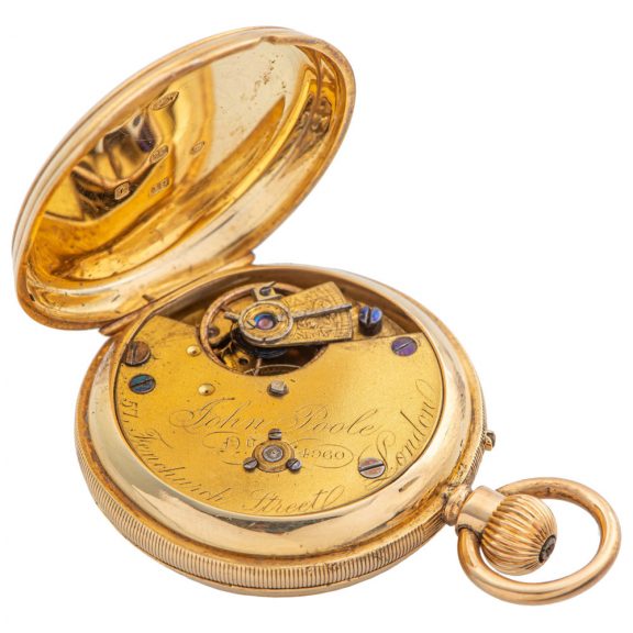 Small English gold keyless lever pendant watch Circa 1874 Small English gold keyless lever pendant watch Circa 1874