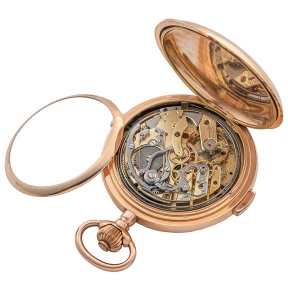 Swiss 14K gold repeater with six horological complications Circa 1895 Swiss 14K gold repeater with six horological complications Circa 1895