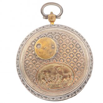 Decorative Swiss silvered and gilded brass pocket watch Circa 1795