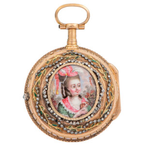 Elegant Swiss 18K gold repeating Louis XV verge watch Circa 1775