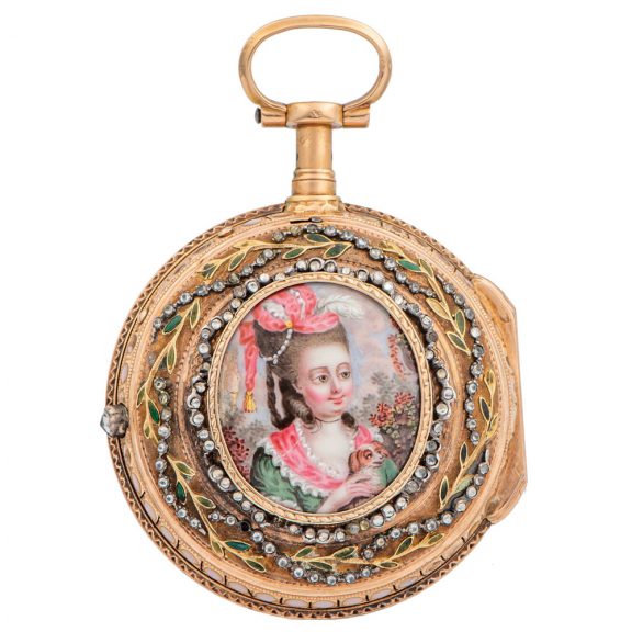 Elegant Swiss 18K gold repeating Louis XV verge watch Circa 1775