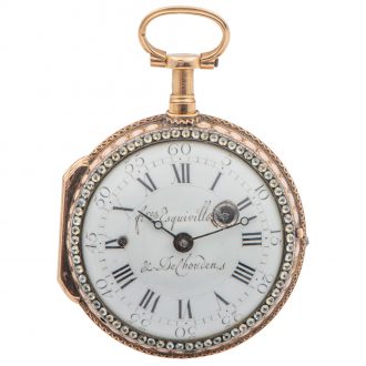 Elegant Swiss 18K gold repeating Louis XV verge watch Circa 1775