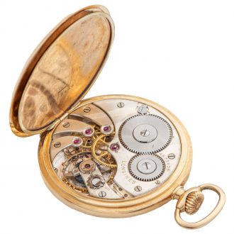 Swiss 14 carat gold open faced keyless pocket watch Circa 1933