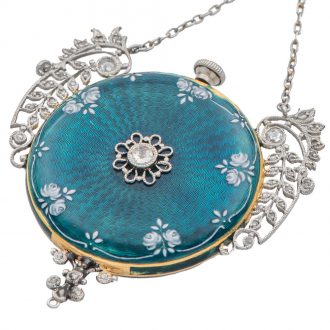 Exquisite Swiss 18K gold Guirland style pendant watch Circa 1910