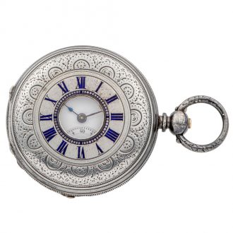 Fine Swiss silver half hunting cased pocket watch Circa 1880
