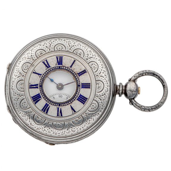 Fine Swiss silver half hunting cased pocket watch Circa 1880
