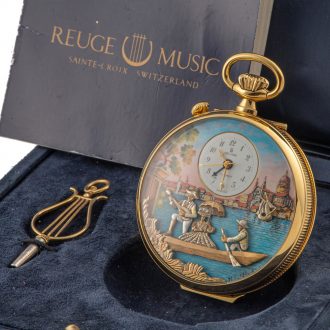 Fine Swiss gold plated musical erotic automaton watch Circa 1980
