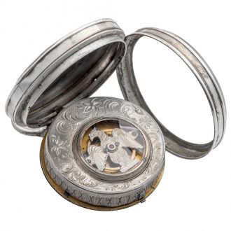 French silver open faced key wind pocket watch Circa 1795