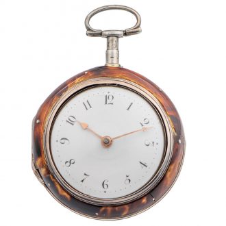 Fine English silver and tortoiseshell pair cased watch Circa 1767