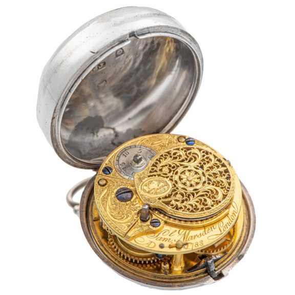 Fine English silver and tortoiseshell pair cased watch Circa 1767 Fine English silver and tortoiseshell pair cased watch Circa 1767
