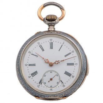 Swiss niëllo silver quarter repeating lever pocket watch Circa 1890