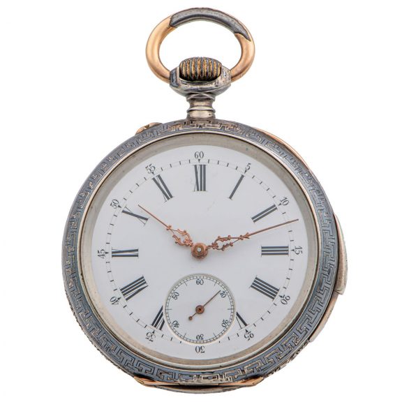 Swiss niëllo silver quarter repeating lever pocket watch Circa 1890