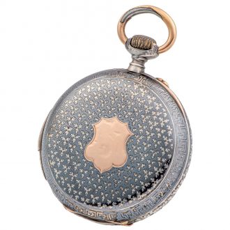 Swiss niëllo silver quarter repeating lever pocket watch Circa 1890