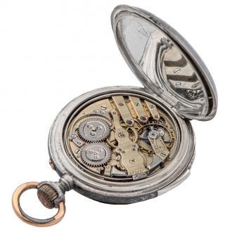 Swiss niëllo silver quarter repeating lever pocket watch Circa 1890