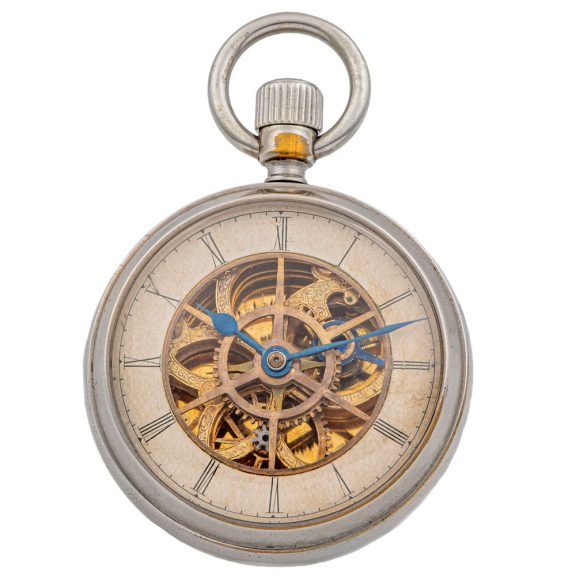 American nickel plated watch with skeletonized dial Circa 1890