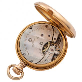 Swiss 18 carat pink gold keyless pendant watch Circa 1908