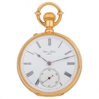 Swiss 18 carat yellow gold keyless pocket watch Circa 1880