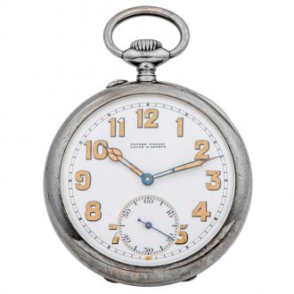 Swiss silver open faced military pocket watch Circa 1920