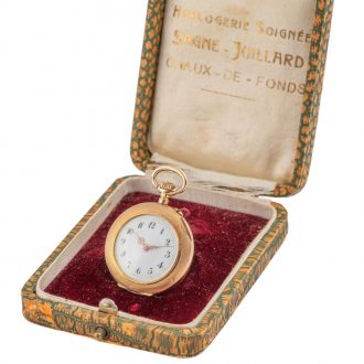 Swiss 14 carat gold and enamel lady's pendant watch Circa 1900