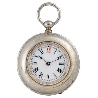 Swiss nickel plated open faced keyless pocket watch Circa 1890