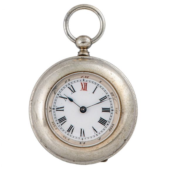 Swiss nickel plated open faced keyless pocket watch Circa 1890 Swiss nickel plated open faced keyless pocket watch Circa 1890