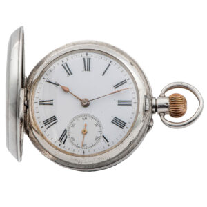 Swiss silver double faced hunting cased pocket watch Circa 1890