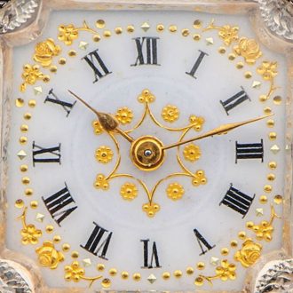 Swiss silver and enamel nonagonal shaped keyless pendant watch